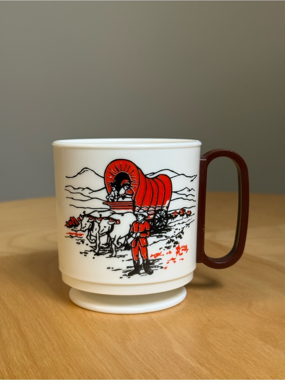 UTAH Handcart Pioneers Vintage MCM Plastic Mug by Whirley Industries INC USA